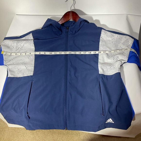 Adidas Jacket, Windbreaker, Blue & White, Zip-Up, Size See Measurements - Picture 11 of 14
